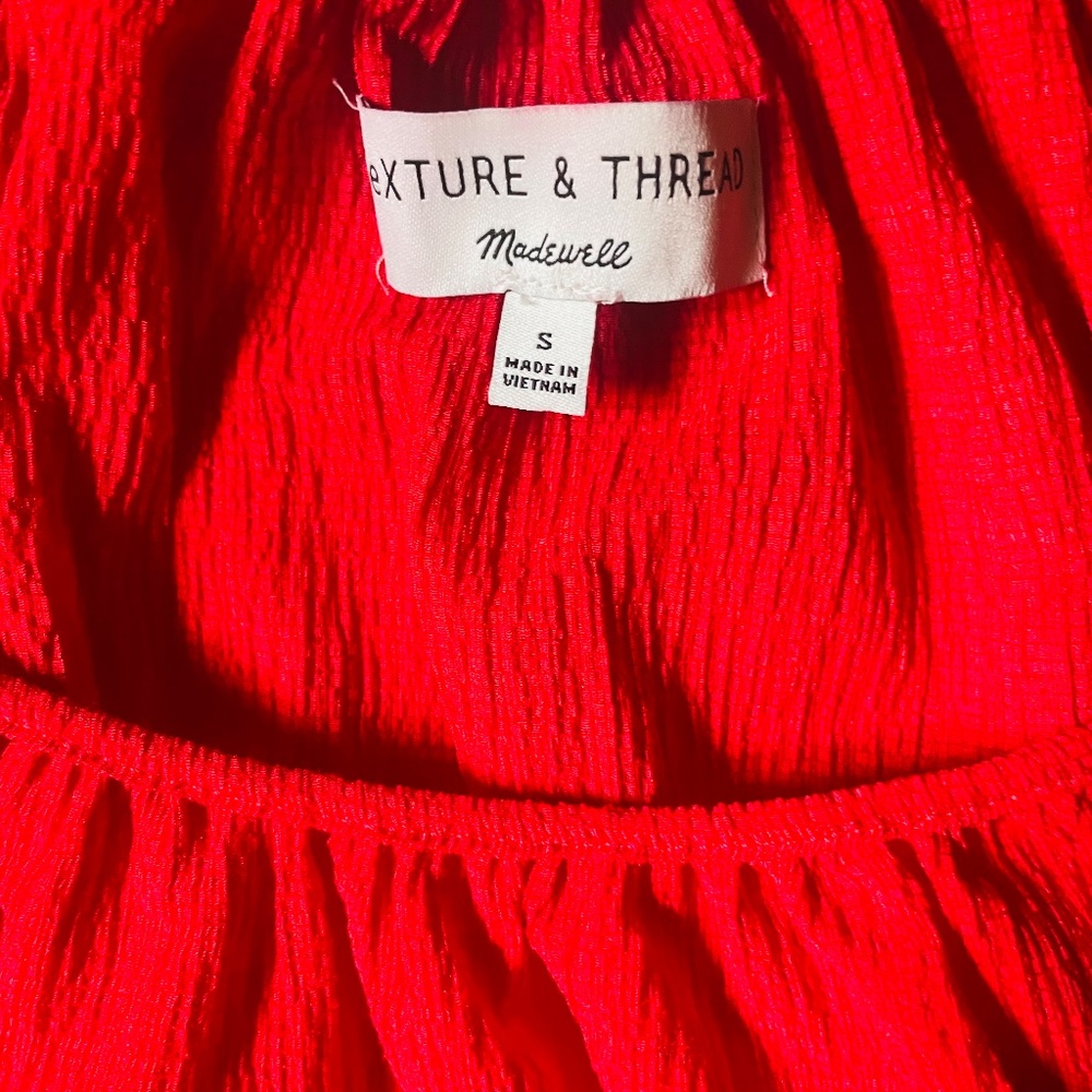 Madewell Texture & Thread NWOT Small Red Peasant Top - Picture 3 of 9